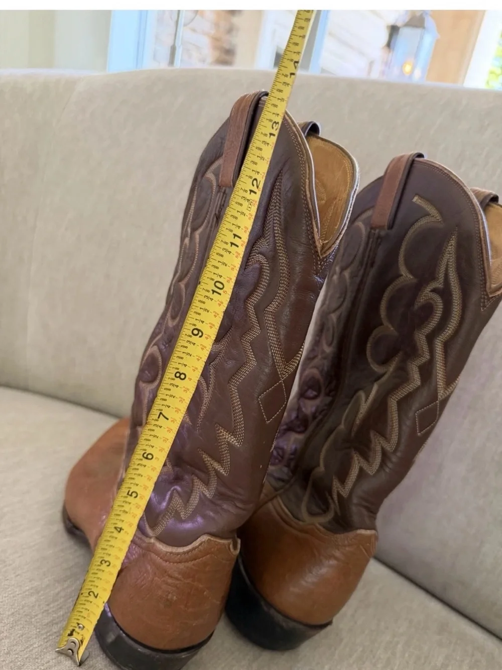 Tony Lama Tan Embroidered Western Cowboy Boots